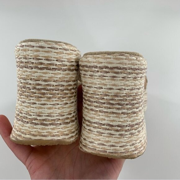 Xhilaration sandals 9 gray tan leather suede chunky platforms vintage y2k 90s - Picture 9 of 14